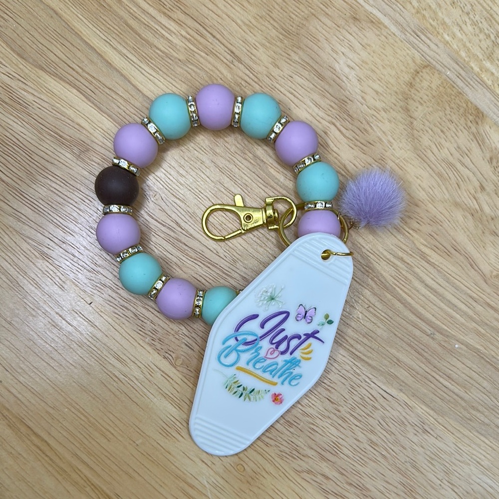 Beaded Hotel Keychain Wristlet with Clasp